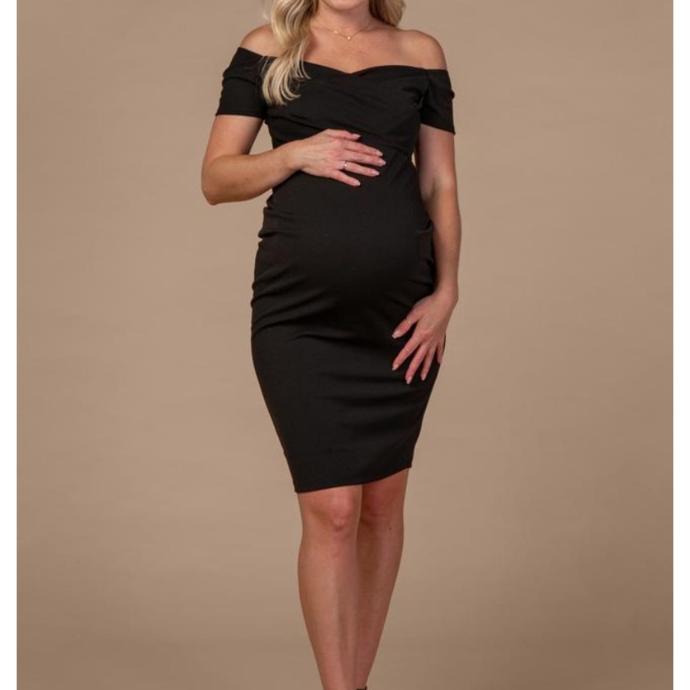 PinkBlush Solid Off Shoulder Maternity Dress NWT